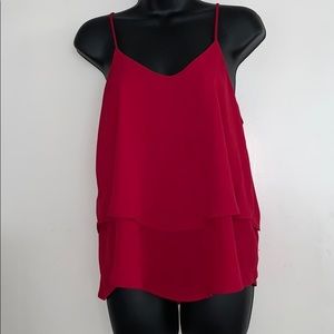 Annabella Red Layered Tank Top Blouse Small EUC